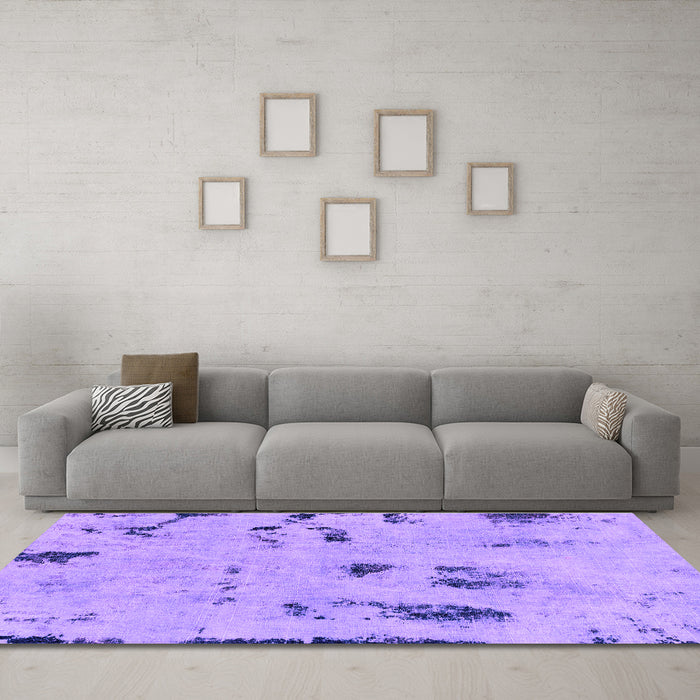 Machine Washable Persian Purple Bohemian Area Rugs in a Living Room, wshabs2091pur