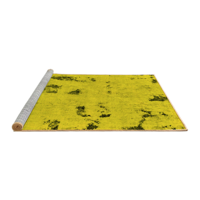 Sideview of Machine Washable Persian Yellow Bohemian Rug, wshabs2091yw