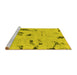 Sideview of Machine Washable Persian Yellow Bohemian Rug, wshabs2091yw