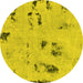 Round Persian Yellow Bohemian Rug, abs2091yw