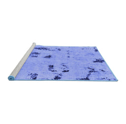 Sideview of Machine Washable Persian Blue Bohemian Rug, wshabs2091blu