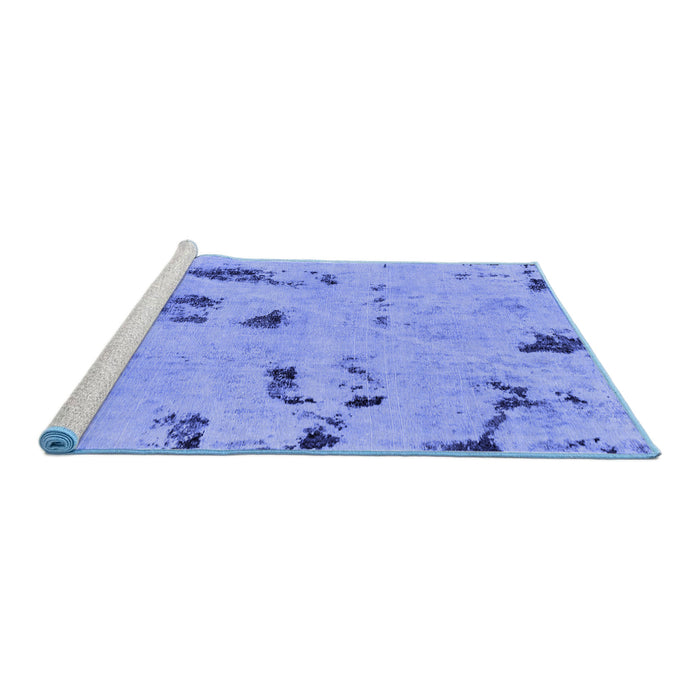 Sideview of Machine Washable Persian Blue Bohemian Rug, wshabs2091blu