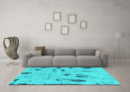 Machine Washable Persian Turquoise Bohemian Area Rugs in a Living Room,, wshabs2091turq