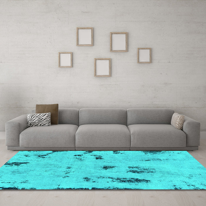 Machine Washable Persian Turquoise Bohemian Area Rugs in a Living Room,, wshabs2091turq