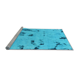 Sideview of Machine Washable Persian Light Blue Bohemian Rug, wshabs2091lblu