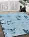 Machine Washable Abstract Koi Blue Rug in a Family Room, wshabs2091