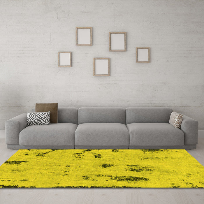 Machine Washable Persian Yellow Bohemian Rug in a Living Room, wshabs2091yw