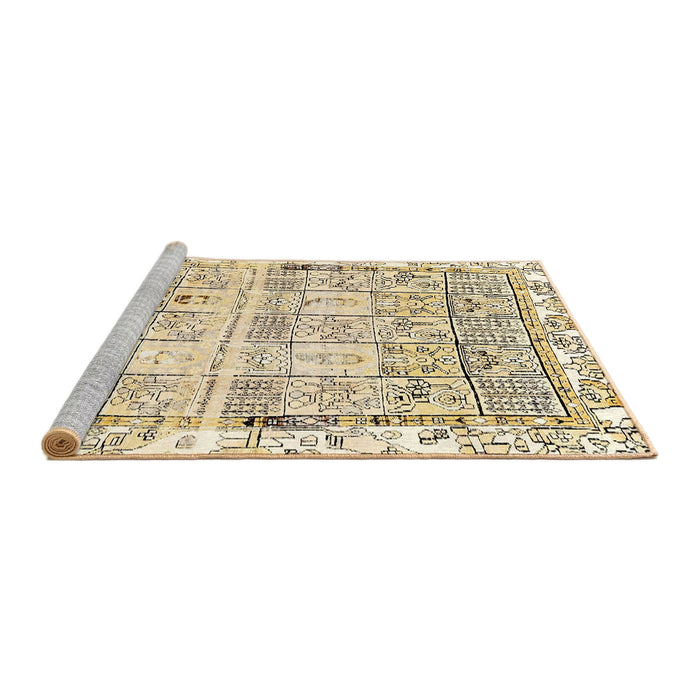 Sideview of Machine Washable Abstract Orange Brown Rug, wshabs2092
