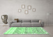 Machine Washable Abstract Emerald Green Modern Area Rugs in a Living Room,, wshabs2092emgrn