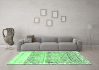 Machine Washable Abstract Emerald Green Modern Rug, wshabs2092emgrn