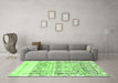 Machine Washable Abstract Green Modern Area Rugs in a Living Room,, wshabs2092grn