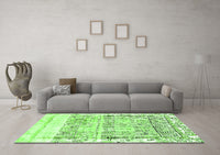 Machine Washable Abstract Green Modern Rug, wshabs2092grn