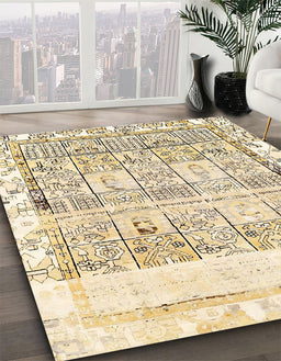 Machine Washable Abstract Orange Brown Rug in a Family Room, wshabs2092