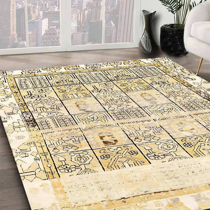 Abstract Orange Brown Modern Rug in Family Room, abs2092
