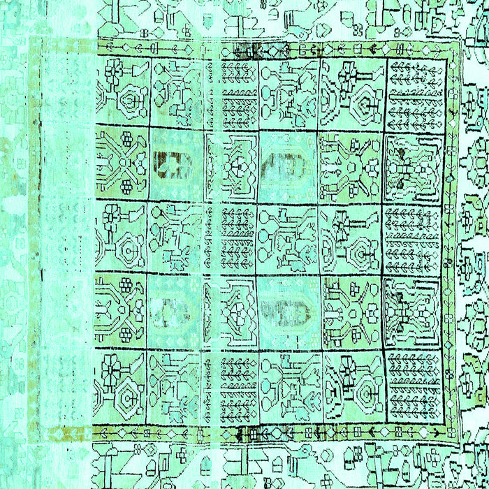 Square Abstract Turquoise Modern Rug, abs2092turq