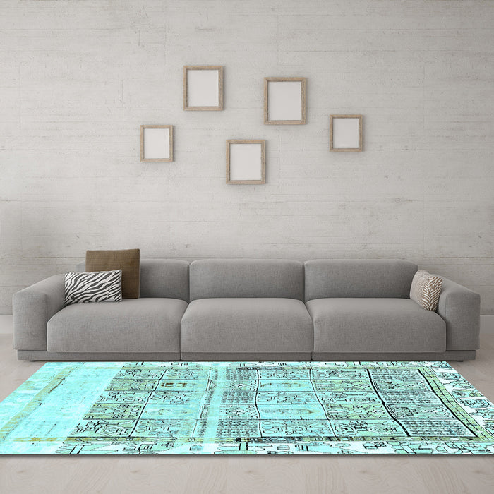 Machine Washable Abstract Light Blue Modern Rug in a Living Room, wshabs2092lblu