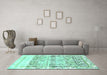 Machine Washable Abstract Turquoise Modern Area Rugs in a Living Room,, wshabs2092turq