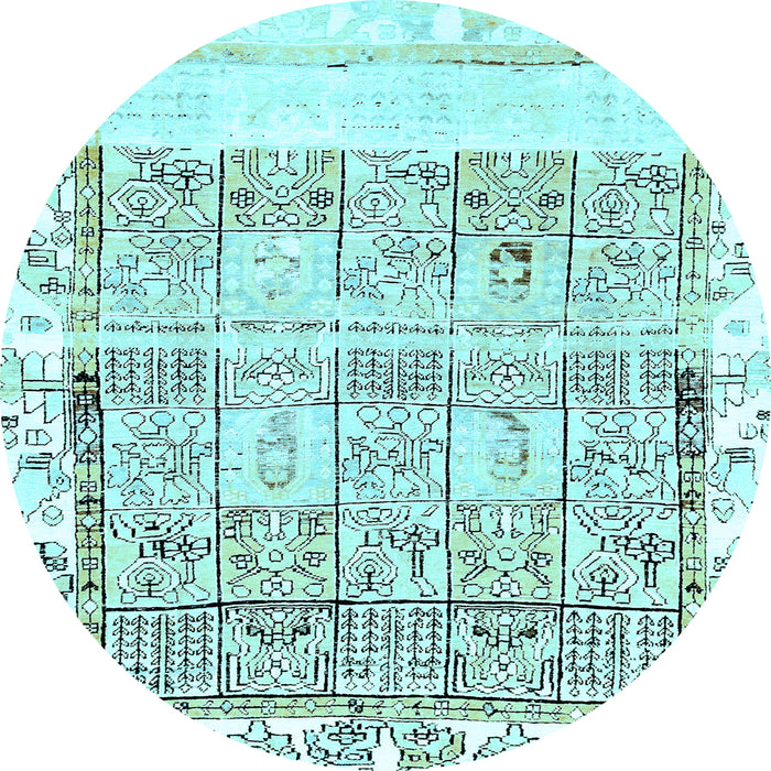 Round Abstract Light Blue Modern Rug, abs2092lblu