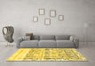 Machine Washable Abstract Yellow Modern Rug in a Living Room, wshabs2092yw