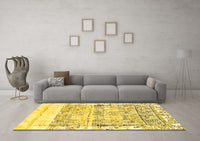 Machine Washable Abstract Yellow Modern Rug, wshabs2092yw