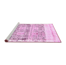 Sideview of Machine Washable Abstract Pink Modern Rug, wshabs2092pnk