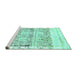 Sideview of Machine Washable Abstract Turquoise Modern Area Rugs, wshabs2092turq