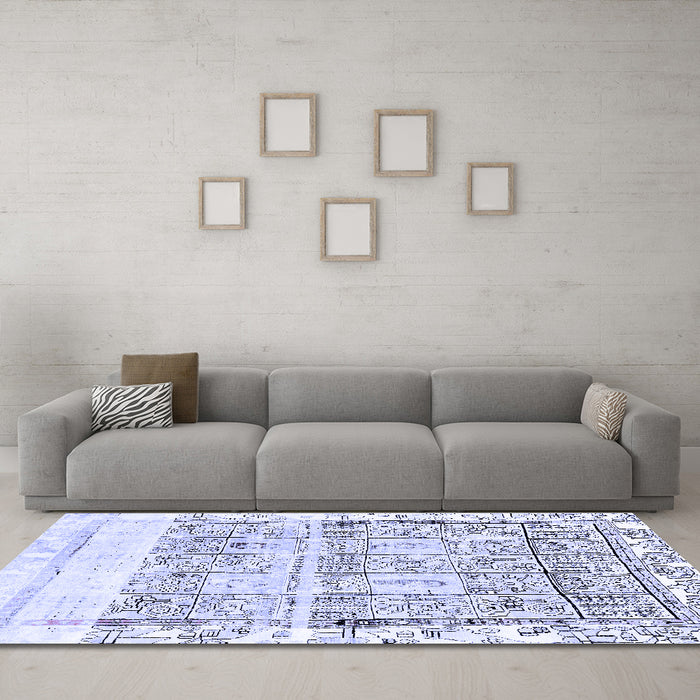 Machine Washable Abstract Blue Modern Rug in a Living Room, wshabs2092blu