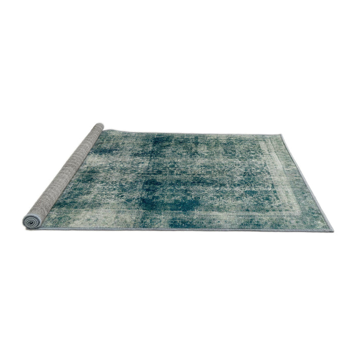 Sideview of Machine Washable Abstract Sea Green Rug, wshabs2093