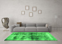 Machine Washable Abstract Green Modern Rug, wshabs2093grn