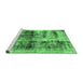 Sideview of Machine Washable Abstract Emerald Green Modern Area Rugs, wshabs2093emgrn