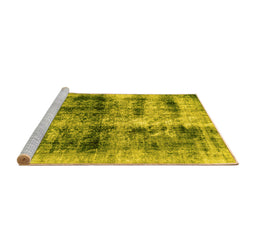 Sideview of Machine Washable Abstract Yellow Modern Rug, wshabs2093yw