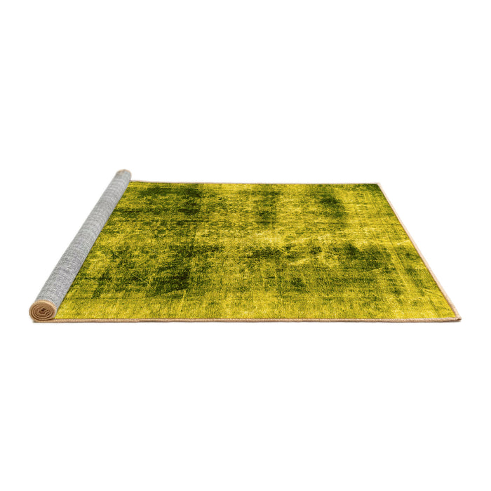 Sideview of Machine Washable Abstract Yellow Modern Rug, wshabs2093yw