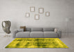 Machine Washable Abstract Yellow Modern Rug in a Living Room, wshabs2093yw