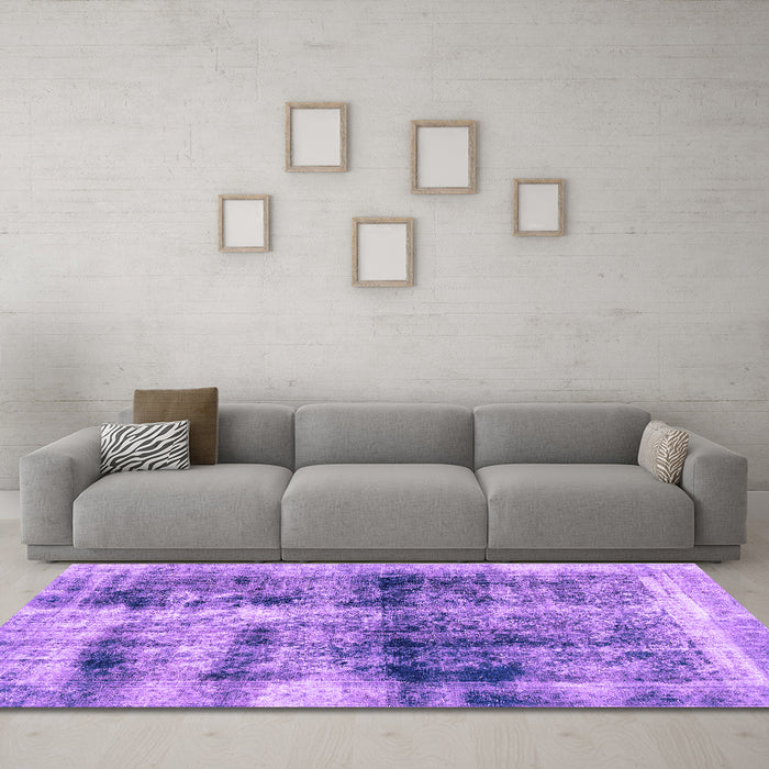 Machine Washable Abstract Purple Modern Area Rugs in a Living Room, wshabs2093pur