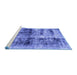 Sideview of Machine Washable Abstract Blue Modern Rug, wshabs2093blu