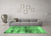 Machine Washable Abstract Emerald Green Modern Rug, wshabs2093emgrn