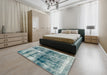 Abstract Sea Green Modern Rug in a Bedroom, abs2093