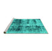 Sideview of Machine Washable Abstract Turquoise Modern Area Rugs, wshabs2093turq