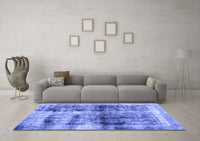 Machine Washable Abstract Blue Modern Rug, wshabs2093blu