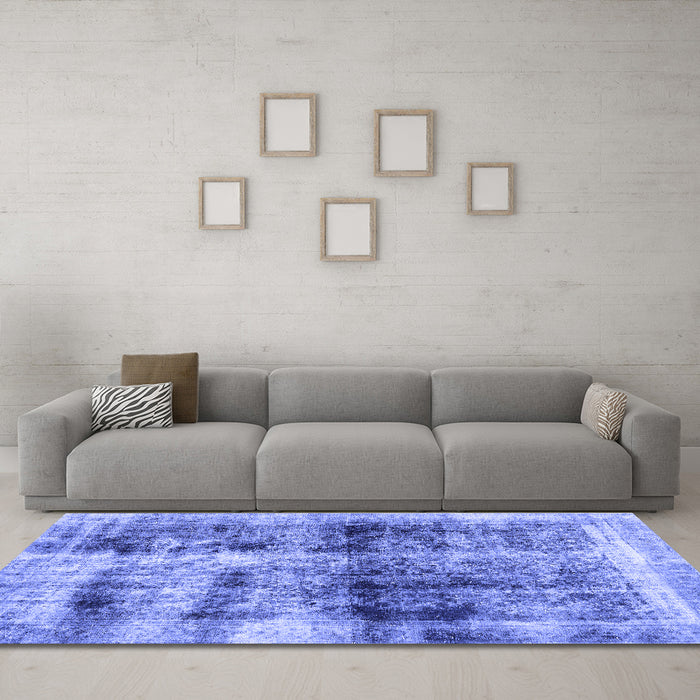 Machine Washable Abstract Blue Modern Rug in a Living Room, wshabs2093blu