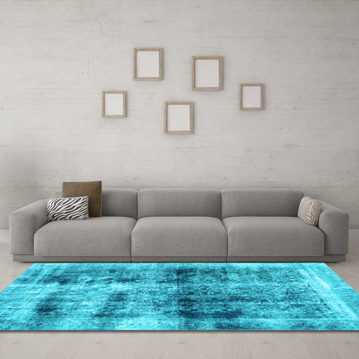 Machine Washable Abstract Light Blue Modern Rug in a Living Room, wshabs2093lblu