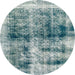 Round Abstract Sea Green Modern Rug, abs2093