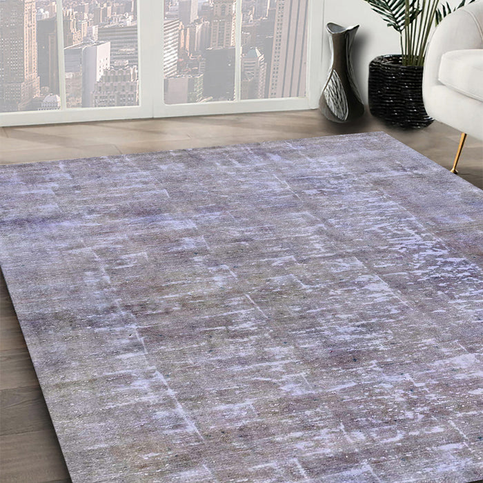 Machine Washable Abstract Wisteria Purple Rug in a Family Room, wshabs2094