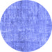 Round Abstract Blue Modern Rug, abs2094blu