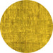 Round Machine Washable Abstract Yellow Modern Rug, wshabs2094yw