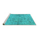 Sideview of Machine Washable Abstract Turquoise Modern Area Rugs, wshabs2094turq