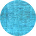 Round Abstract Light Blue Modern Rug, abs2094lblu