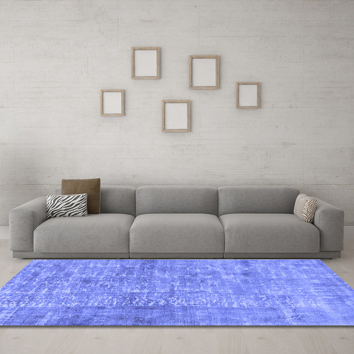 Machine Washable Abstract Blue Modern Rug in a Living Room, wshabs2094blu