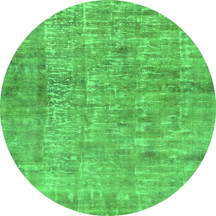 Round Abstract Green Modern Rug, abs2094grn
