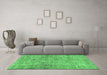 Machine Washable Abstract Emerald Green Modern Area Rugs in a Living Room,, wshabs2094emgrn